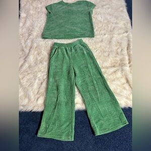 Green Two-Piece Plush Lounge Set